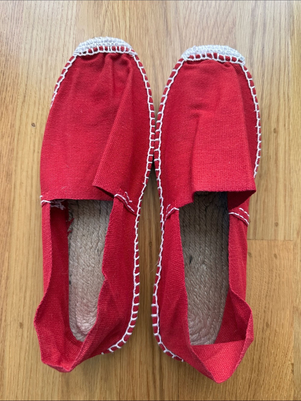 Women’s Red Canvas Espadrilles Handmade Authentic Sz 41